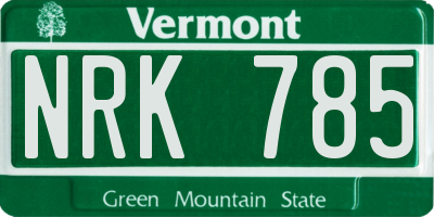 VT license plate NRK785