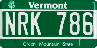 VT license plate NRK786
