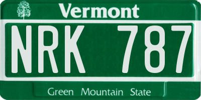 VT license plate NRK787