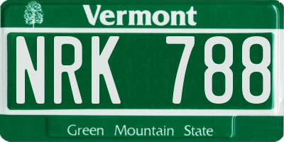 VT license plate NRK788