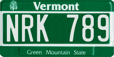 VT license plate NRK789