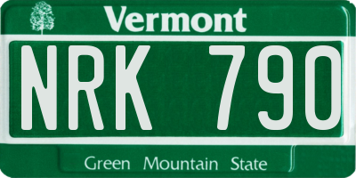 VT license plate NRK790