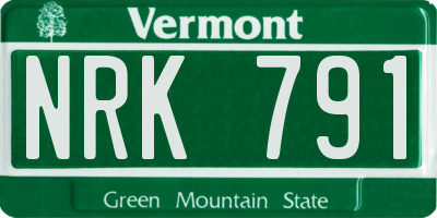 VT license plate NRK791