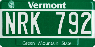 VT license plate NRK792