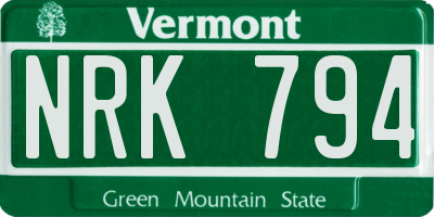 VT license plate NRK794