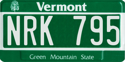 VT license plate NRK795