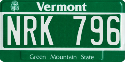 VT license plate NRK796