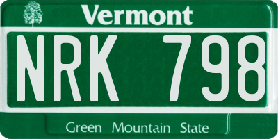 VT license plate NRK798