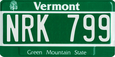 VT license plate NRK799