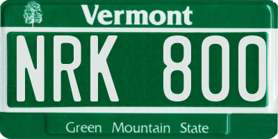 VT license plate NRK800