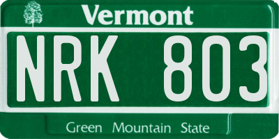 VT license plate NRK803