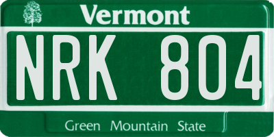 VT license plate NRK804