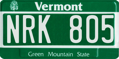 VT license plate NRK805