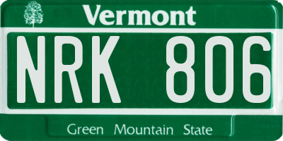 VT license plate NRK806