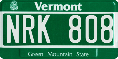 VT license plate NRK808