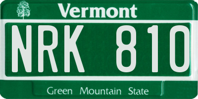 VT license plate NRK810