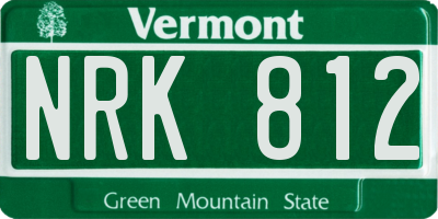 VT license plate NRK812