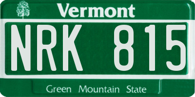 VT license plate NRK815
