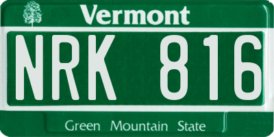 VT license plate NRK816