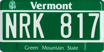 VT license plate NRK817