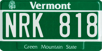 VT license plate NRK818