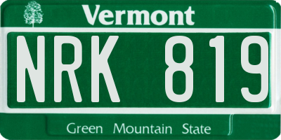 VT license plate NRK819