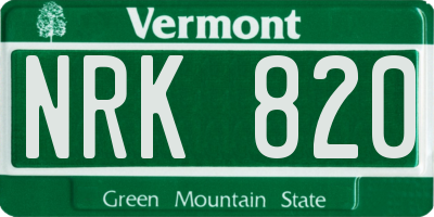 VT license plate NRK820