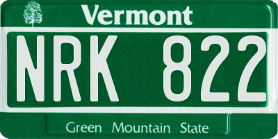 VT license plate NRK822