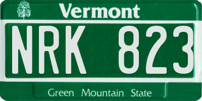 VT license plate NRK823