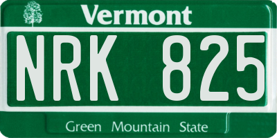 VT license plate NRK825