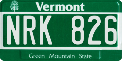 VT license plate NRK826