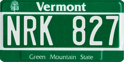 VT license plate NRK827