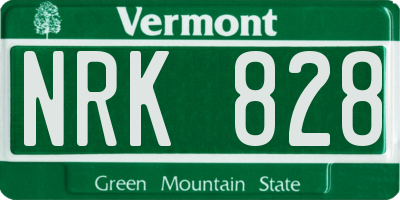 VT license plate NRK828