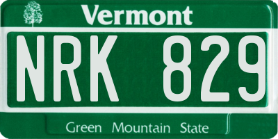 VT license plate NRK829