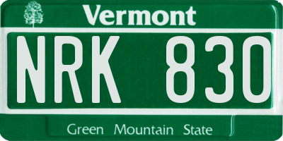 VT license plate NRK830