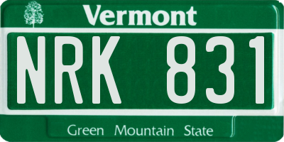 VT license plate NRK831
