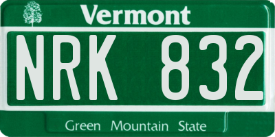 VT license plate NRK832