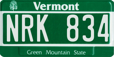 VT license plate NRK834