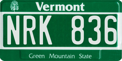 VT license plate NRK836