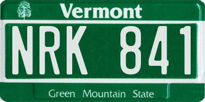 VT license plate NRK841