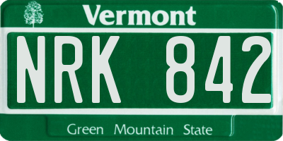 VT license plate NRK842