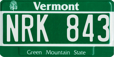 VT license plate NRK843