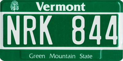 VT license plate NRK844