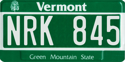 VT license plate NRK845