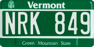 VT license plate NRK849