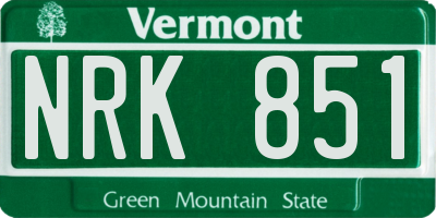 VT license plate NRK851