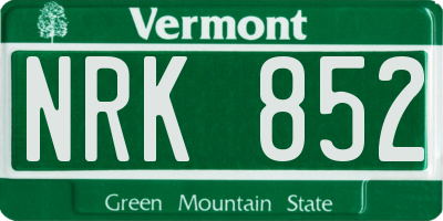 VT license plate NRK852