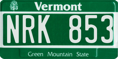 VT license plate NRK853