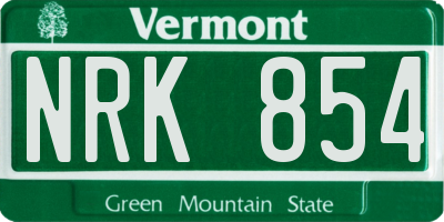 VT license plate NRK854