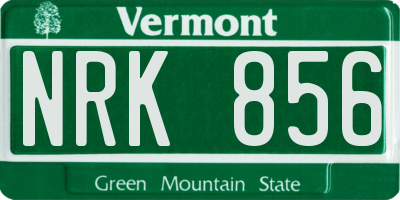 VT license plate NRK856